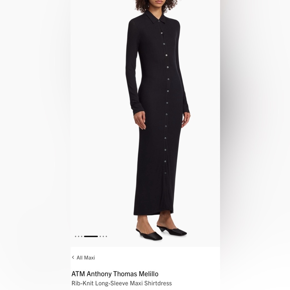 NWT ATM Anthony Thomas Melillo Long Sleeve Rib Knit Maxi Dress